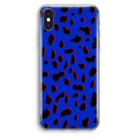 Blue Leopard: iPhone XS Max Transparant Hoesje - thumbnail