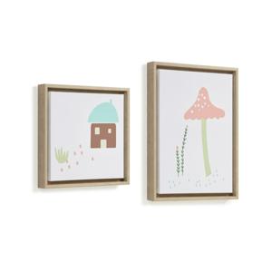 Kave Home Schilderij Leshy Set van 2 stuks - Meerkleurig