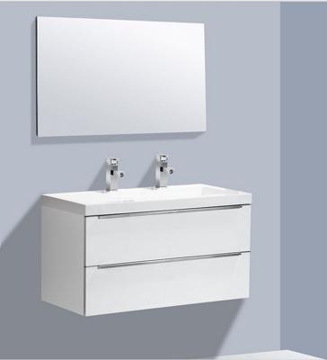 Lambini Designs Senza badkamermeubel hoogglans wit 100cm, 2 kraangaten Lambini Designs Senza badkamermeubel hoogglans wit 100cm, 2 kraangaten