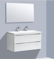 Lambini Designs Senza badkamermeubel hoogglans wit 100cm, 2 kraangaten