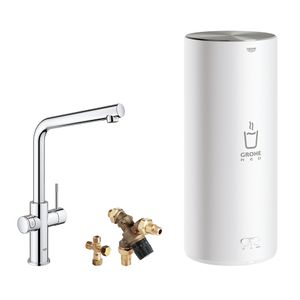 Grohe Red 3-in-1 kokend water kraan met L-uitloop en combi boiler chroom