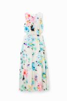 Lange jurk met cut-out en onscherpe print - WHITE - S