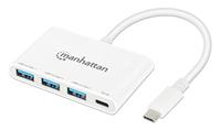 Manhattan 3-poorts USB 3.0 Type-C hub met Power Delivery
