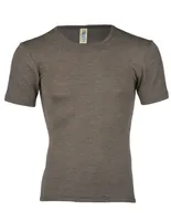 Heren T-Shirt Zijde Wol Engel Natur, Kleur Walnut, Maat 54/56 - Extra Large