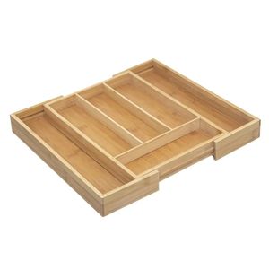 Bestekbak/keuken organizer uitschuifbaar 4 tot 6-vaks bamboe 35 x 25 cm