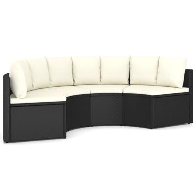 vidaXL 4-delige Loungeset met kussens poly rattan zwart vidaXL 4-delige Loungeset met kussens poly rattan zwart