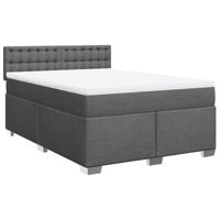 vidaXL Boxspring met matras stof donkergrijs 140x190 cm