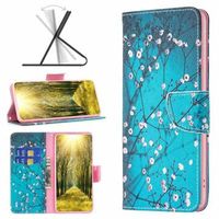 Wonder Series Xiaomi Redmi 10 5G/Note 11E Portemonnee Hoesje - Witte Bloemen - thumbnail