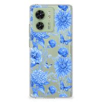 TPU Case voor Motorola Edge 40 Flowers Blue - thumbnail