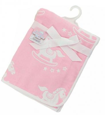 Soft Touch deken Rocking Horse 80 x 78 cm katoen roze/wit