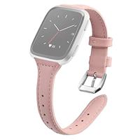 By Qubix - Compatible met Fitbit Versa 1/2 & Lite bandje TPU leer - Lichtroze - Compatible fitbit bandje