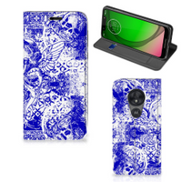 Mobiel BookCase Motorola Moto G7 Play Angel Skull Blauw - thumbnail