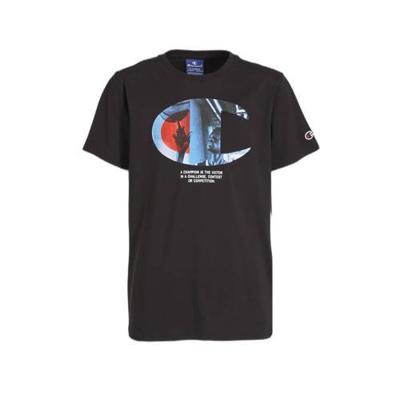Champion T-shirt met printopdruk zwart/rood/blauw