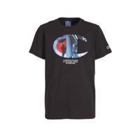 Champion T-shirt met printopdruk zwart/rood/blauw