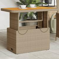 Tuintafel 90x55x71 cm poly rattan en acaciahout beige - thumbnail