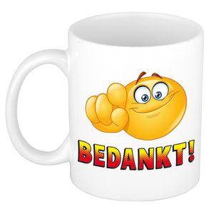 Bedankt cadeau mok / beker wit met smiley - cadeau collega