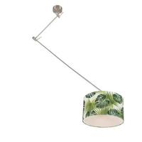 QAZQA Moderne hanglamp staal met leaf kap 35 cm - Blitz