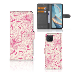 OPPO Reno4 Z Hoesje Pink Flowers