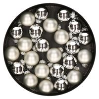 Othmar Decorations mini kerstballen van glas - 24x - zilver - 2,5 cm   - - thumbnail