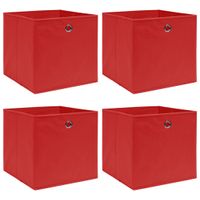 Opbergboxen 4 st 32x32x32 cm stof rood