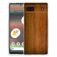 Google Pixel 6A Stevig Telefoonhoesje Donker Hout - thumbnail