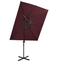 Zweefparasol met dubbel dak 250x250 cm bordeauxrood - thumbnail