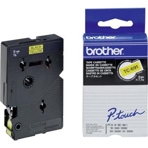 Brother TC-691 Labeltape Tapekleur: Geel Tekstkleur: Zwart 9 mm 7.7 m