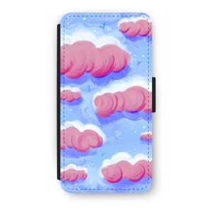 Roze wolken met vogels: iPhone 8 Plus Flip Hoesje