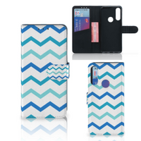 Alcatel 1S 2020 Telefoon Hoesje Zigzag Blauw - thumbnail