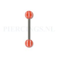 Tongpiercing acryl strandbal rood wit - thumbnail