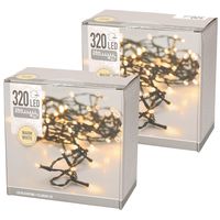 2x Kerstverlichting warm wit buiten 320 lampjes