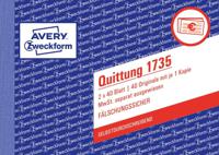 Avery-Zweckform 1735 Kwitantieformulier DIN A6 liggend Aantal paginas: 40 Wit 80 vellen