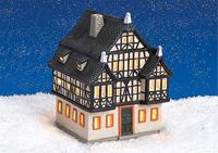 Wurm - Lichthuis driehoekige huis van porselein bont (B/H/D) 13x18x13cm