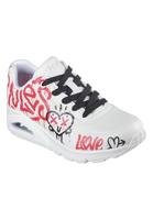 Skechers UNO Graffiti Love Damessneakers, Wit rood zwart, 36 EU