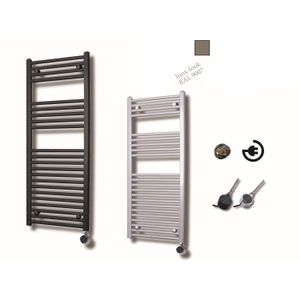 Elektrische Design Radiator Sanicare Plug En Play 111,8 x 45 cm Inox Look Thermostaat Zwart 596 Watt Sanicare