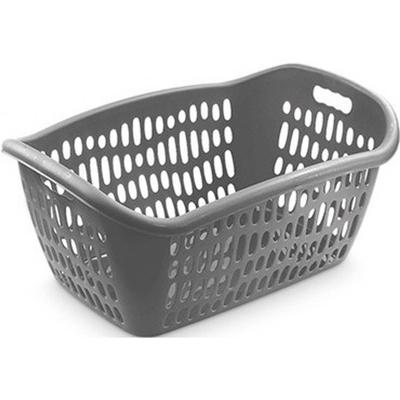 Wasmand/waskrat draagmand grijs 38 liter 61 x 43 x 28 cm wasgoedmand - Wasmanden Wasmand/waskrat draagmand grijs 38 liter 61 x 43 x 28 cm wasgoedmand - Wasmanden