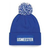 IJsmeester muts met pompon - unisex - one size - blauw One size  - - thumbnail