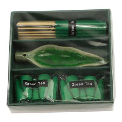 Geschenkset Wierook Groene Thee met Wierook Brander Blad (Groen) Geschenkset Wierook Groene Thee met Wierook Brander Blad (Groen)