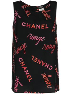 CHANEL Pre-Owned 1996 tanktop met logoprint - Zwart