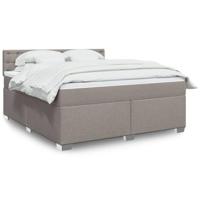 vidaXL Boxspring met matras stof taupe 180x200 cm, boxspring, ledikant, bedframe, bed, boxspring bed, bedbodem, seniorenbed, senioren bed