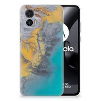 Motorola Edge 30 Neo TPU Siliconen Hoesje Marble Blue Gold