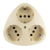 REV Standaard, geaard stopcontact, inbouw, 3-voudig, crèmewit
