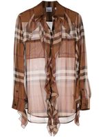 Burberry chemise transparente à carreaux - Marron