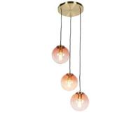 QAZQA Art deco hanglamp messing 45 cm 3-lichts roze - Pallon