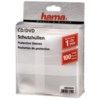 Hama CD/DVD Protective Sleeves, Pack of 100 100 schijven Transparant - thumbnail