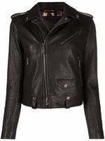 Philipp Plein veste de moto Iconic en cuir - Noir - thumbnail