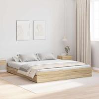 vidaXL Opbergbedframe Sonoma Eiken 180 x 200 cm - Gecoat Hout met Ingebouwde Lades - Onder Matras Ruimte - Eenvoudige Montage Nodig - Minimalistisch Ontwerp - Inclusief Hoofdbord en Voetbord