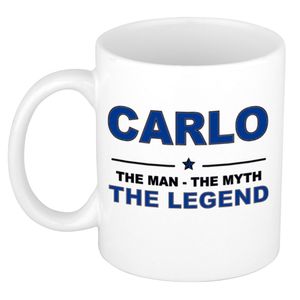 Naam cadeau mok/ beker Carlo The man, The myth the legend 300 ml   -