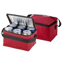 2x stuks mini koeltas rood/zwart 20 cm voor 6/sixpack blikjes 3,5 liter