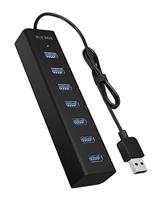 ICY BOX 7-poorts USB-hub USB 3.0 (Type-A) met voeding, oplaadfunctie, aluminium, zwart